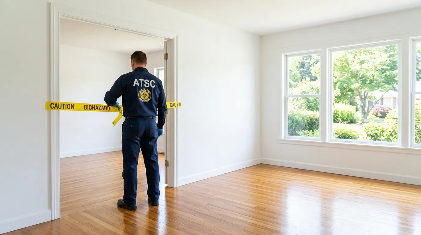 Certified biohazard cleanup crew performing Decomposition Cleanup in Upper Arlington